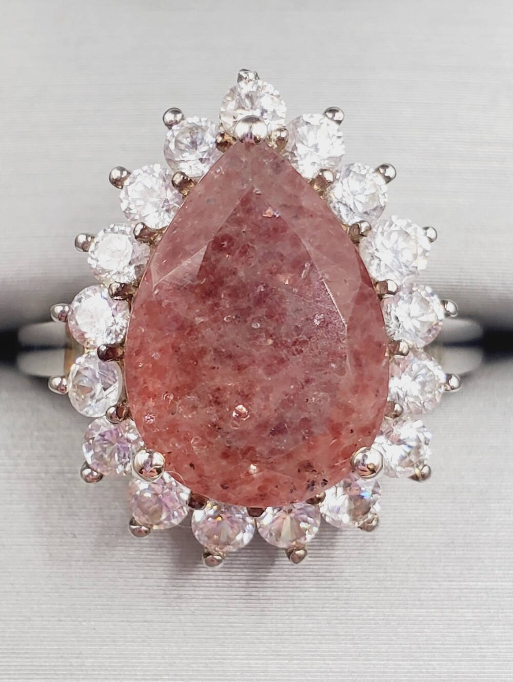 6 Carat Tanzanian Natronite & White Zircon Platinum | 925 Sterling Silver Ring